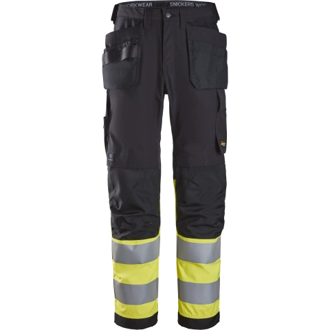 SNICKERS WORKWEAR Hi-Vis tööpüksid ripptaskutega, klass 1