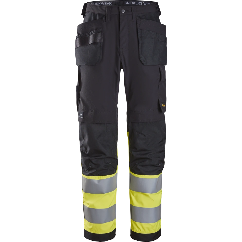 SNICKERS WORKWEAR Hi-Vis tööpüksid ripptaskutega, klass 1