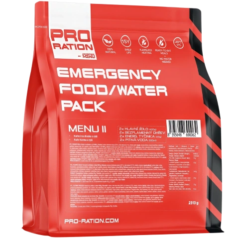 PRO-RATION hädaolukorra toidu- ja veepakk – Menüü II  - 15 aastat