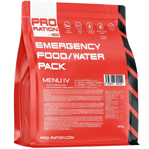 PRO-RATION hädaolukorra toidu- ja veepakk – Menüü IV  - 15 aastat