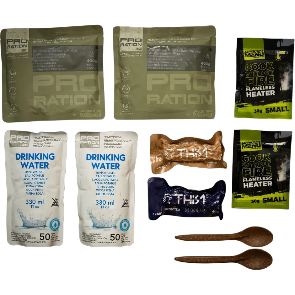 PRO-RATION hädaolukorra toidu- ja veepakk – Menüü II  - 15 aastat