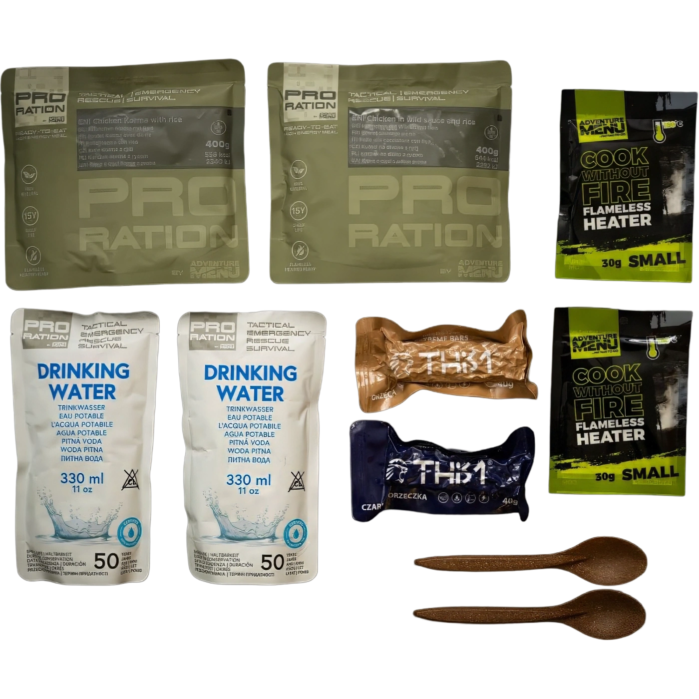 PRO-RATION hädaolukorra toidu- ja veepakk – Menüü II  - 15 aastat