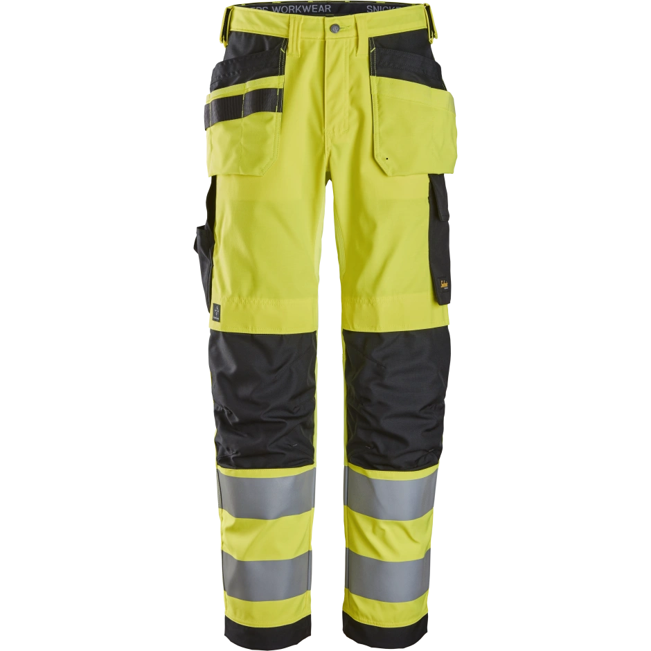 SNICKERS WORKWEAR Hi-Vis tööpüksid ripptaskutega, klass 2