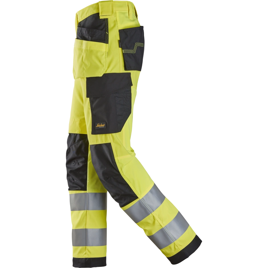 SNICKERS WORKWEAR Hi-Vis tööpüksid ripptaskutega, klass 2