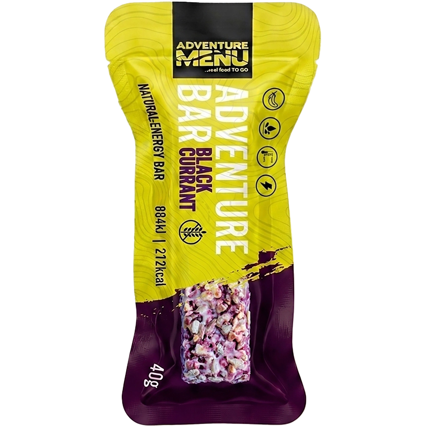 ADVENTURE MENU mustsõstra energiabatoon, 40 g – 15 aastat