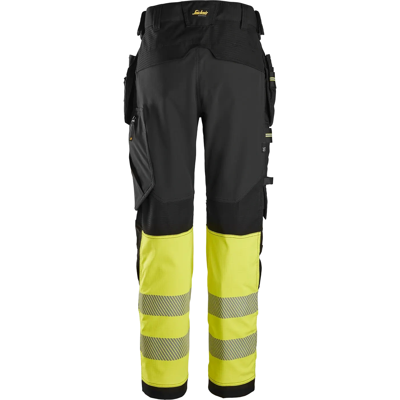 SNICKERS WORKWEAR Hi-Vis stretch-housut riipputaskuilla, luokka 1