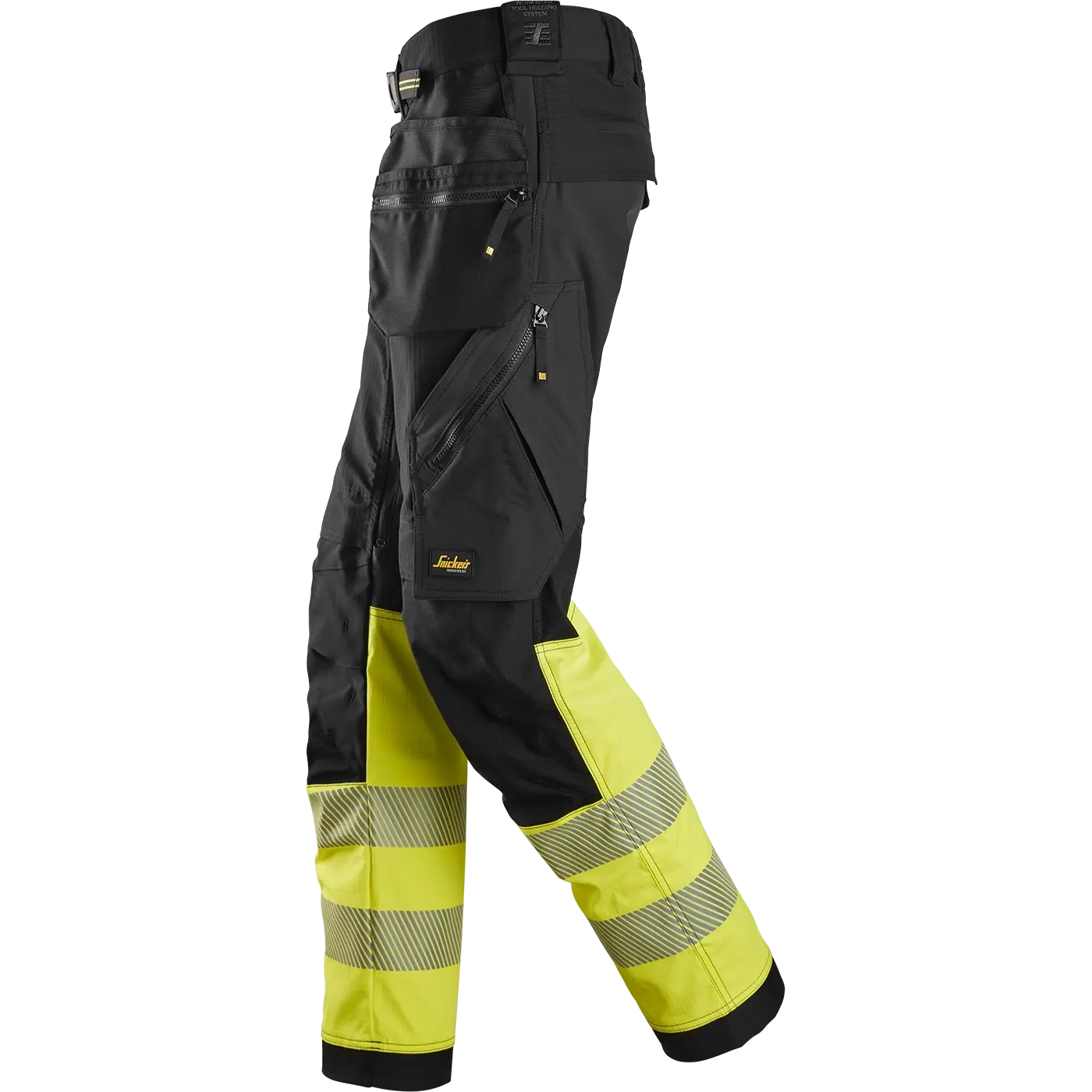 SNICKERS WORKWEAR Hi-Vis stretch-housut riipputaskuilla, luokka 1