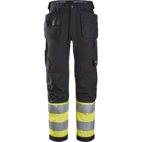 SNICKERS WORKWEAR Hi-Vis -työhousut riipputaskuilla, luokka 1