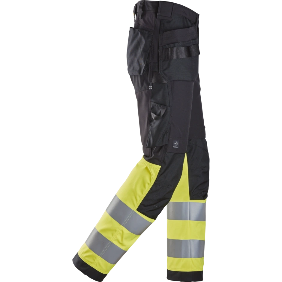 SNICKERS WORKWEAR Hi-Vis -työhousut riipputaskuilla, luokka 1