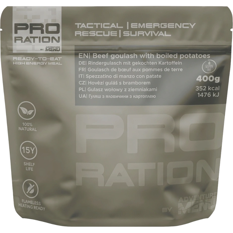 PRO-RATION naudanlihagulassi ja keitetyt perunat - säilyy 15v