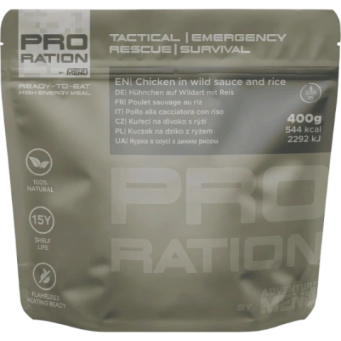 PRO-RATION kanaa sipulikastikkeessa ja riisiä - säilyy 15v