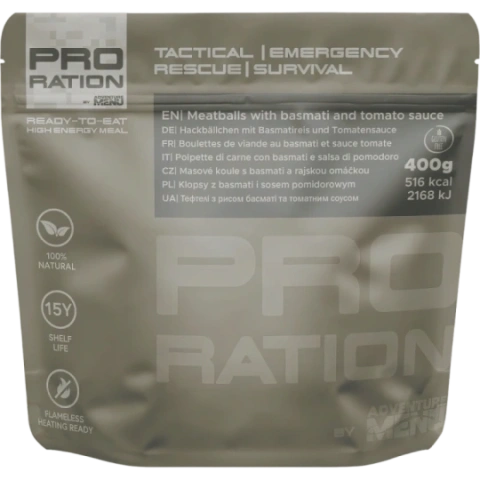 PRO-RATION lihapullia, basmatiriisiä ja tomaattikastiketta - säilyy 15