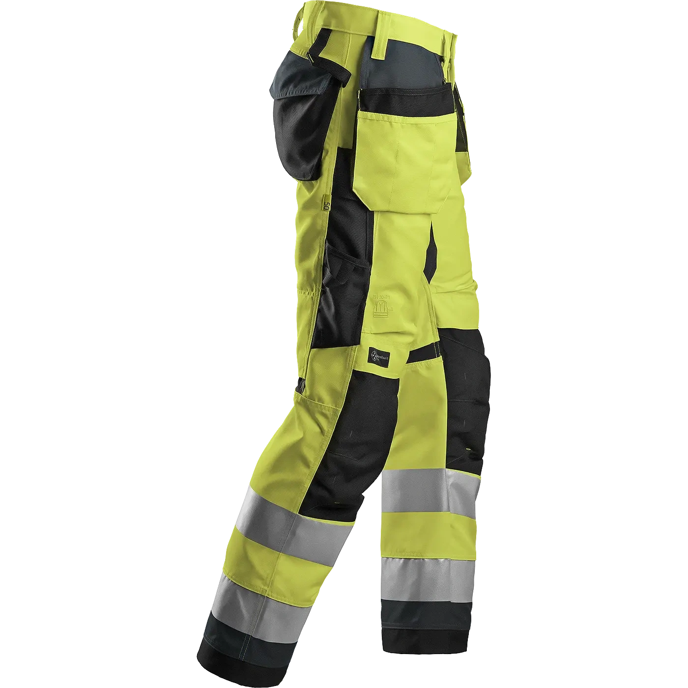 SNICKERS WORKWEAR AllroundWork Hi-Vis työhousut riipputaskuilla, luokka 2