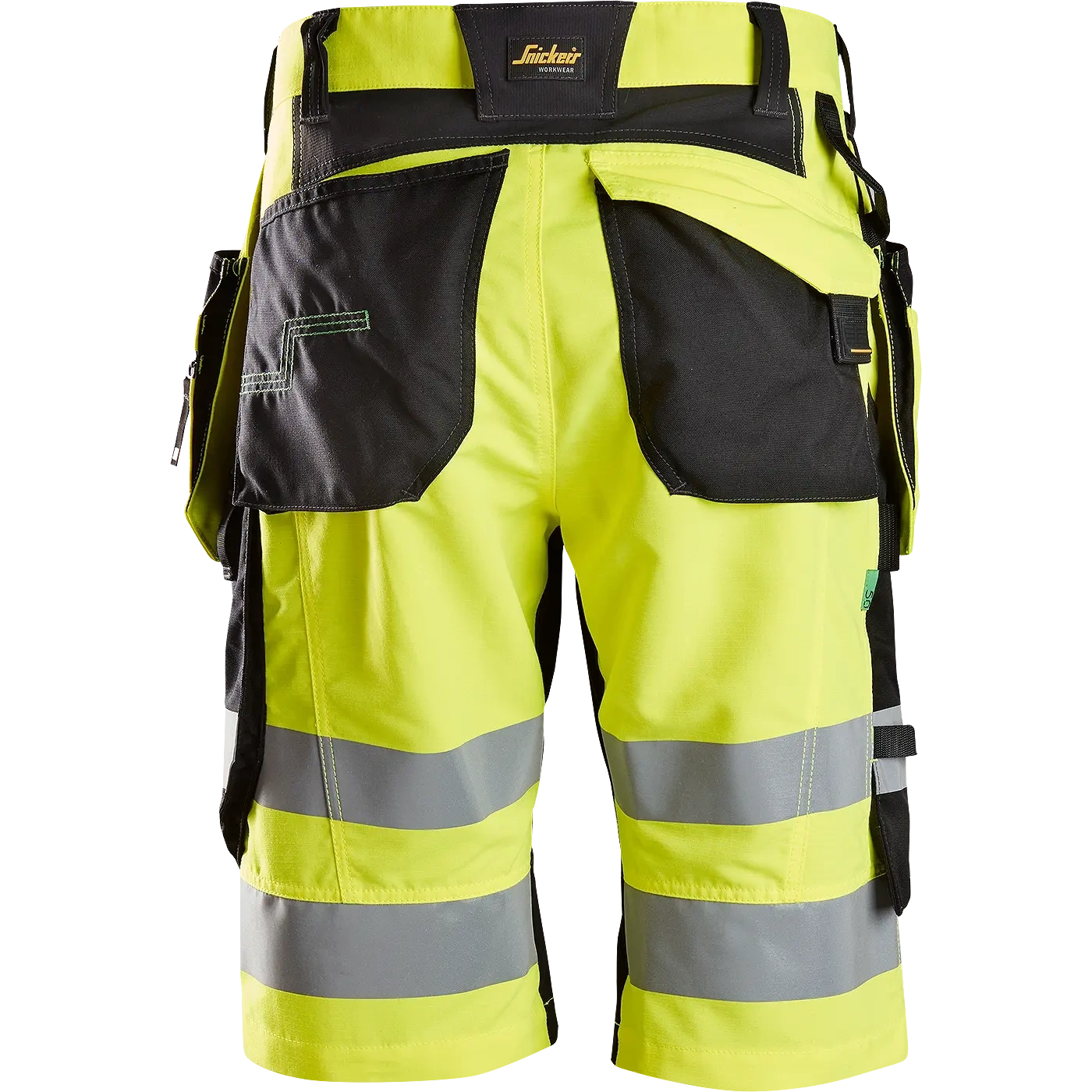 SNICKERS WORKWEAR FlexiWork Hi-Vis työshortsit riipputaskuilla, luokka 1