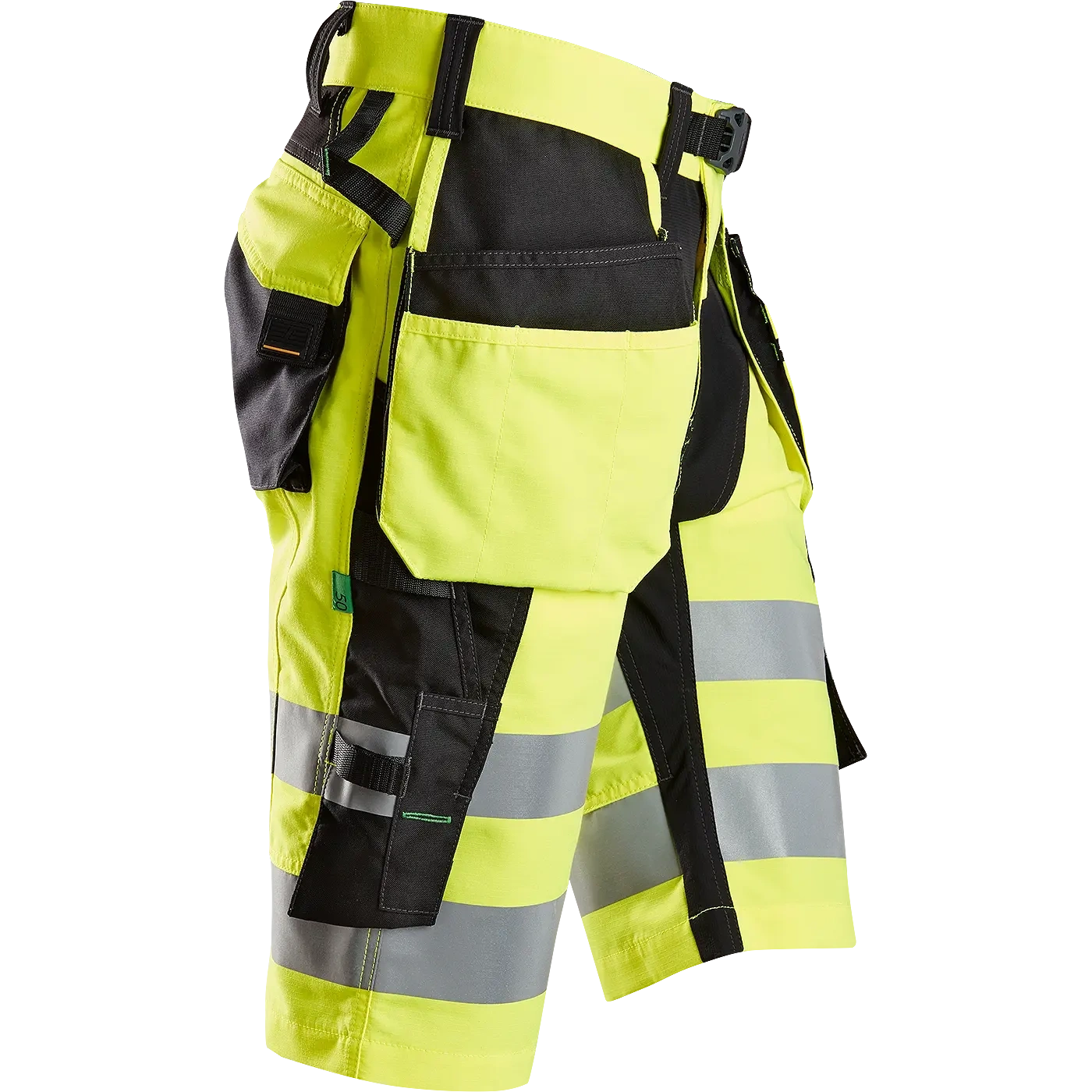 SNICKERS WORKWEAR FlexiWork Hi-Vis työshortsit riipputaskuilla, luokka 1