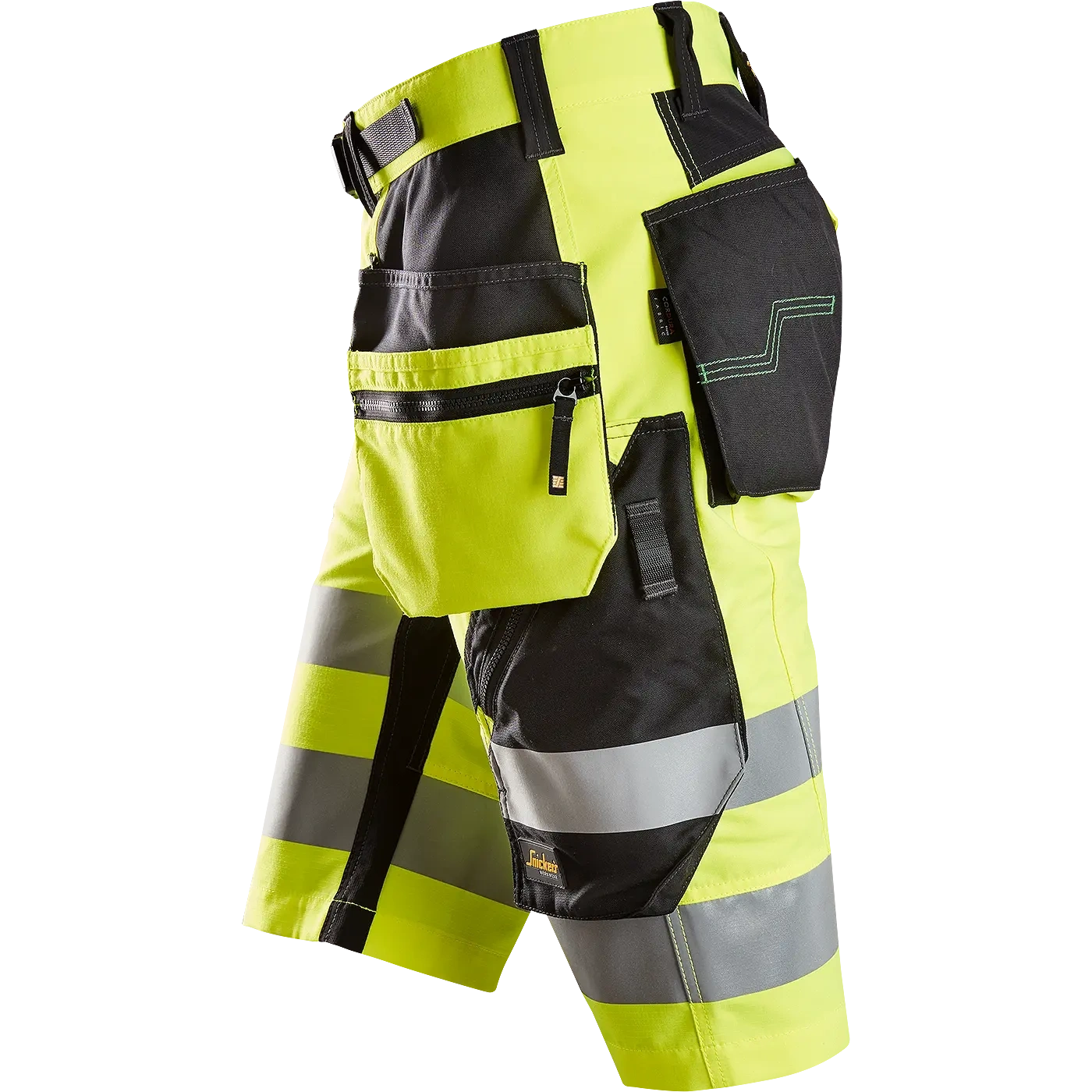 SNICKERS WORKWEAR FlexiWork Hi-Vis työshortsit riipputaskuilla, luokka 1