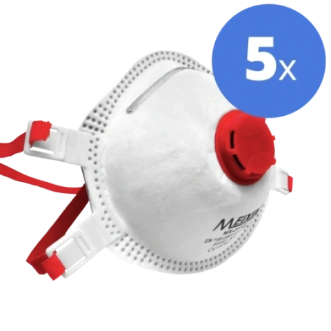MEIXIN FFP3V respiratorius su iškvėpimo vožtuvu (5 vnt. pakuotėje) (Outlet)