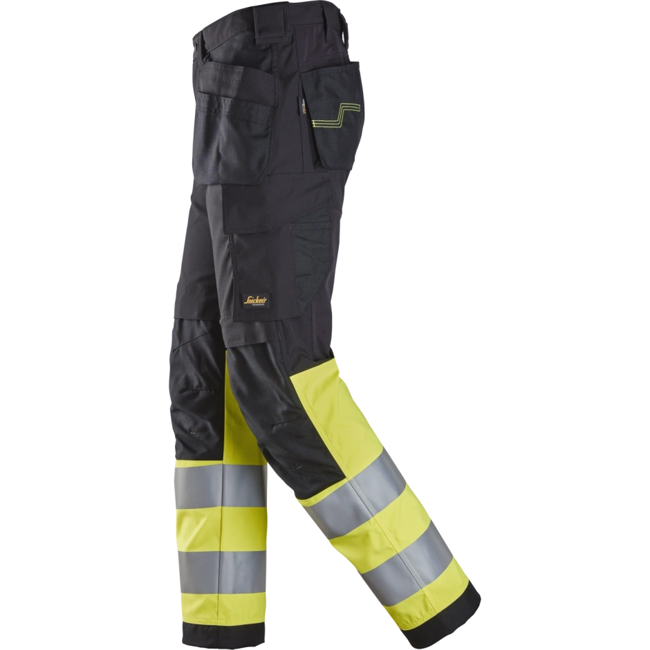 SNICKERS WORKWEAR Hi-Vis darbo kelnės su kabančiomis kišenėmis, 1 klasė