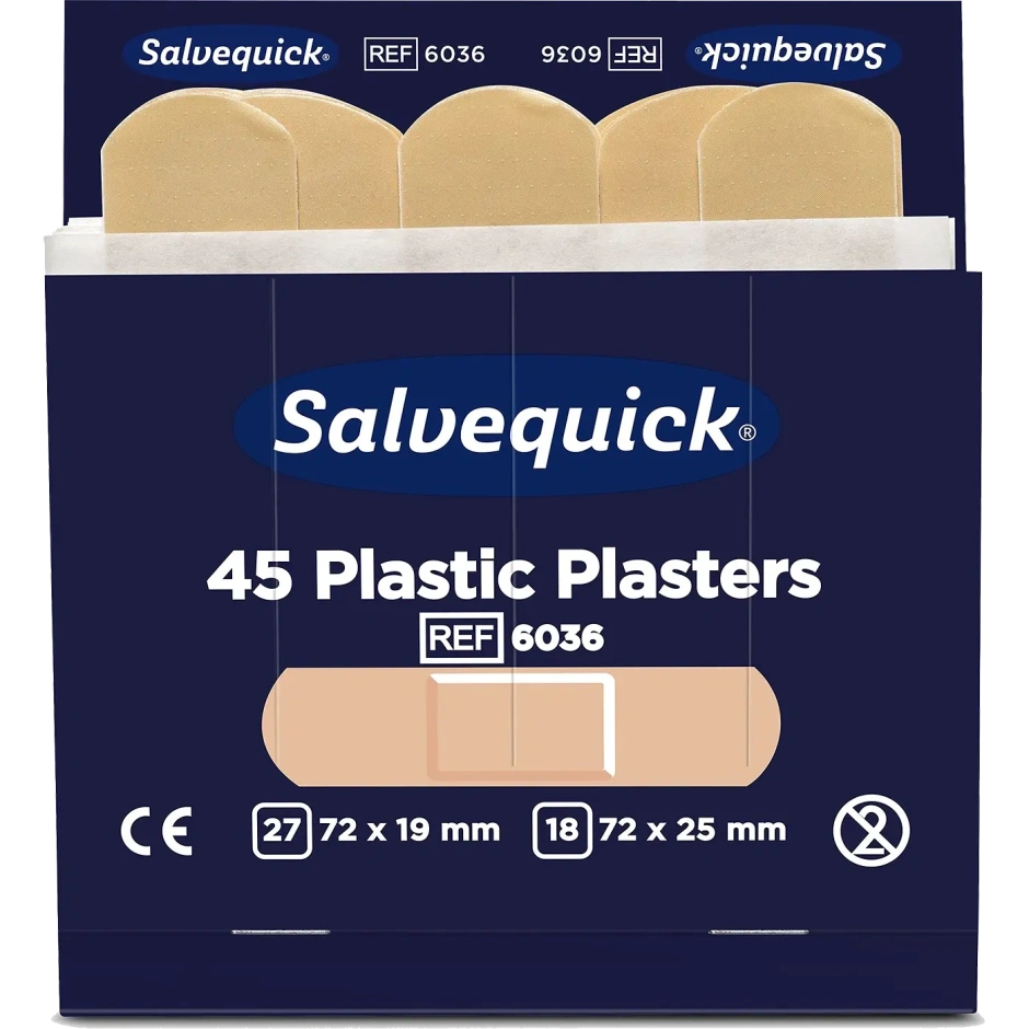 SALVEQUICK 6036 plastikiniai pleistrai papildymo pakuotė 6x45 vnt