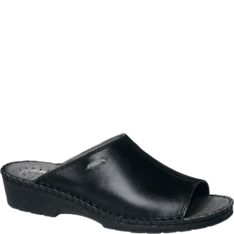ABEBA SRC melnas ādas sandales ar augstāku papēža daļu (Outlet)