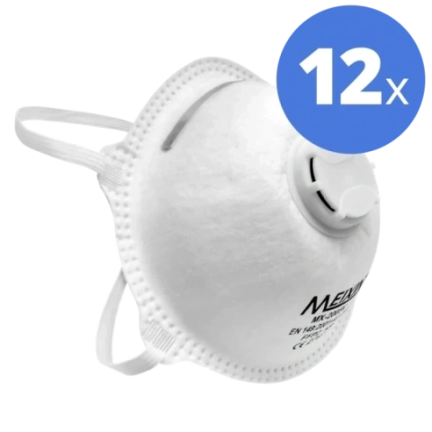MEIXIN FFP2V respirators ar izelpas vārstu (12 gab. iepakojumā) (Outlet)