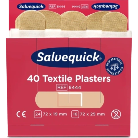 SALVEQUICK 6444 tekstila plāksteru uzpildes iepakojums 6x40 gab
