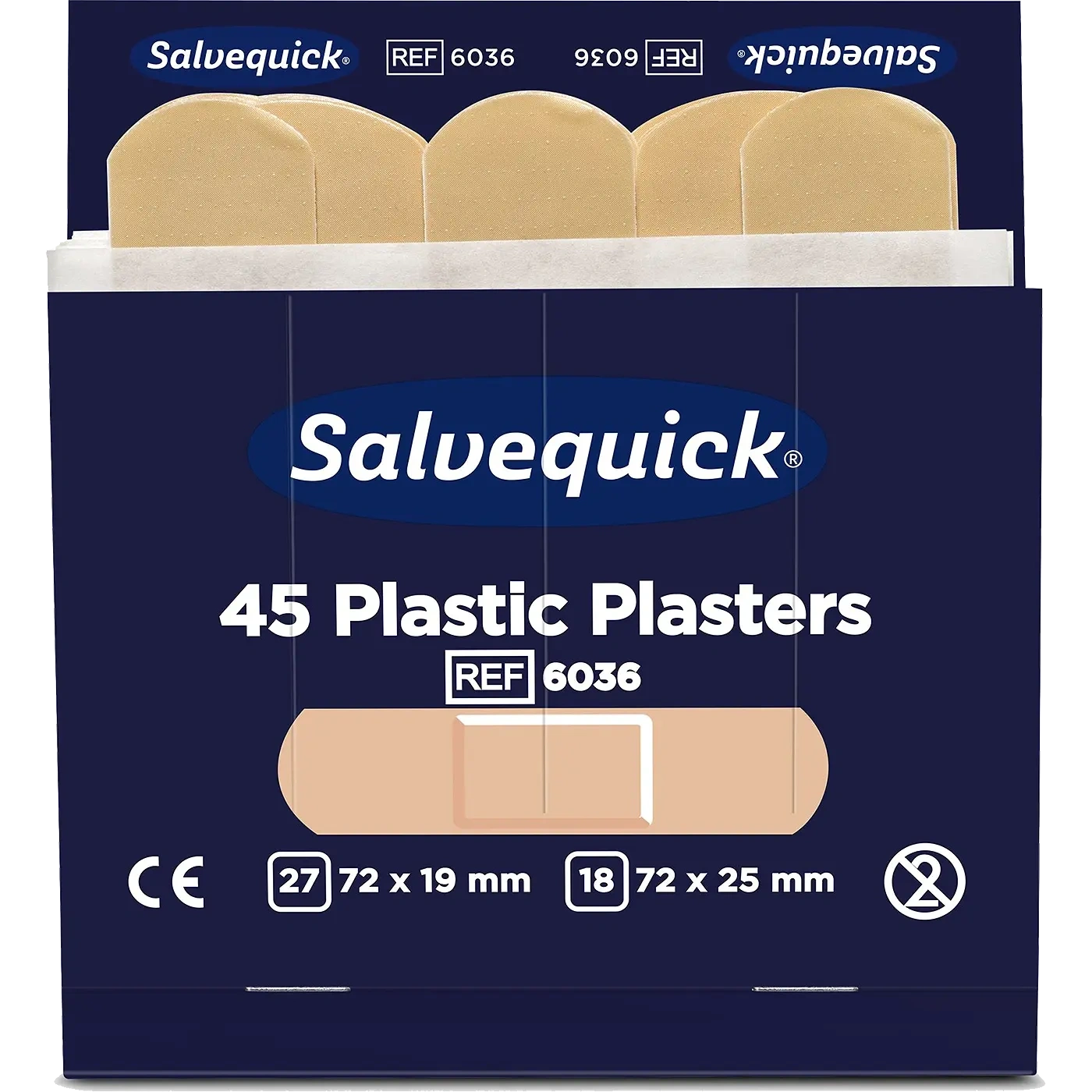 SALVEQUICK 6036 plastmasas plāksteru uzpildes komplekts 6x45 gab