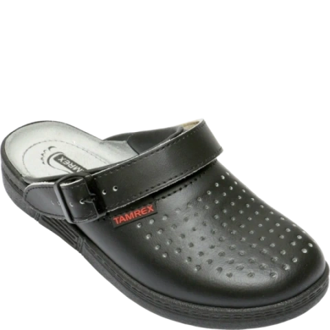 TAMREX OB FO SRC melnas sandales ar siksniņu aizmugurē un caurumiņiem