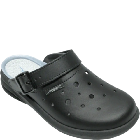 ABEBA OB A E FO SRC ādas sandales ar siksniņu, melnas, perforētas (Outlet)