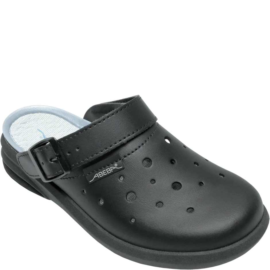 ABEBA OB A E FO SRC ādas sandales ar siksniņu, melnas, perforētas (Outlet)