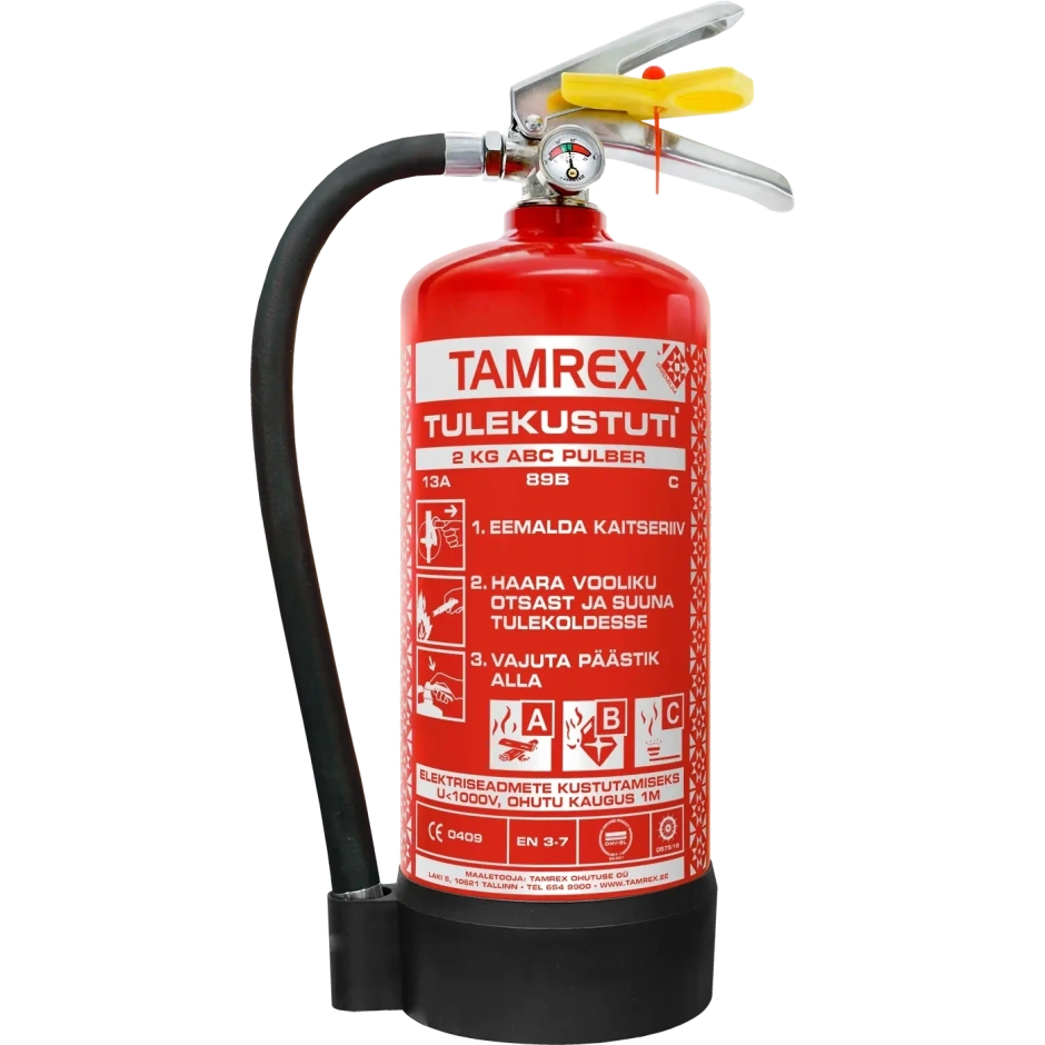 TAMREX Premium 2 kg pulvera ugunsdzēsības aparāts ar šļūteni (13A-89B-C)