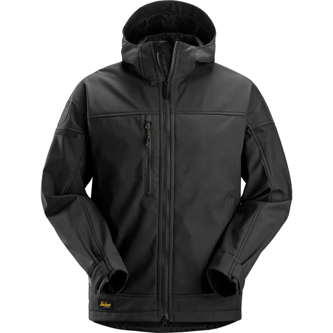 SNICKERS WORKWEAR elastne, kapuutsiga softshell, Must, S, foto 1/4
