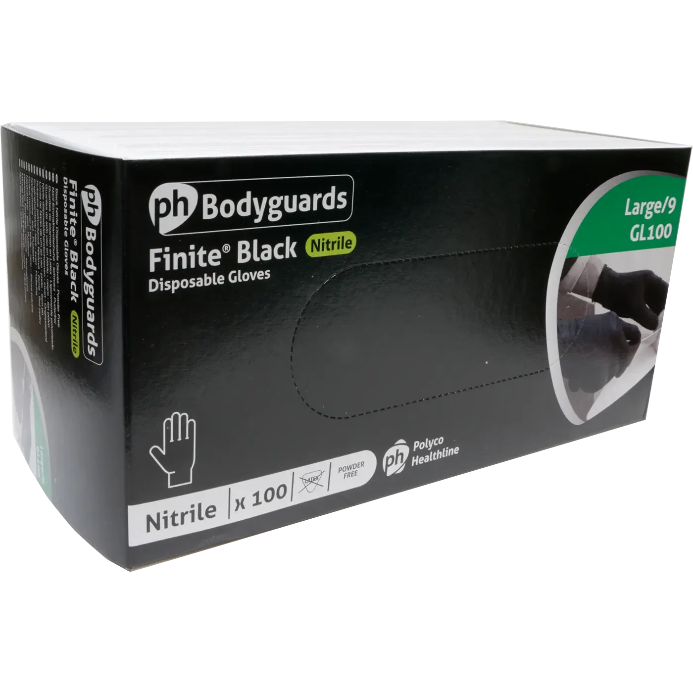 SHIELD FINITE strong disposable nitrile gloves, BLACK, 100 pcs per box, S