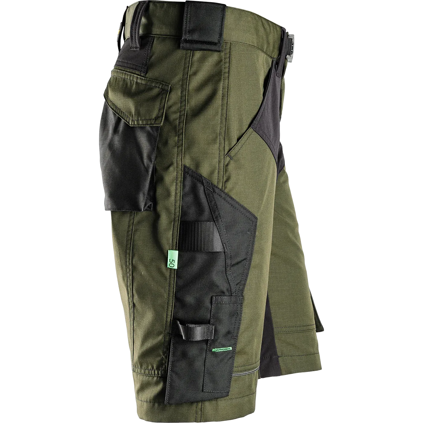 SNICKERS WORKWEAR FlexiWork -työshortsit, Khakinvihreä / Musta, 46, kuva 3/4