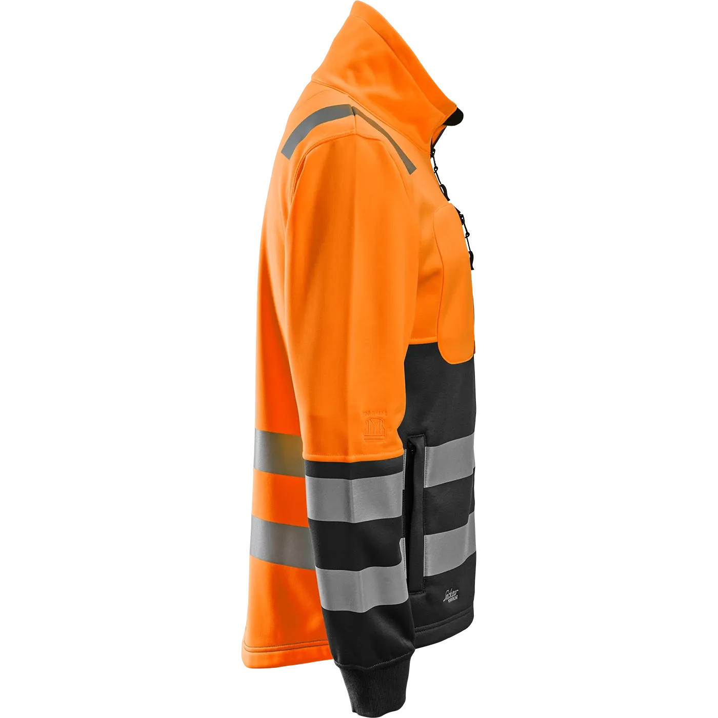 SNICKERS WORKWEAR AllroundWork Hi-Vis -fleecetakki, luokka 2, Huomio-oranssi / Musta, XS, kuva 3/4