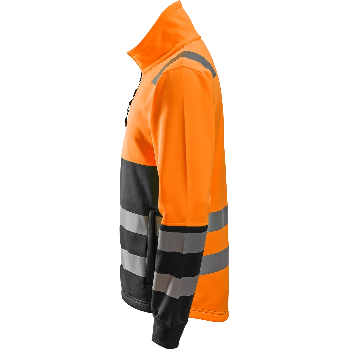 SNICKERS WORKWEAR AllroundWork Hi-Vis -fleecetakki, luokka 2, Huomio-oranssi / Musta, XS, kuva 4/4