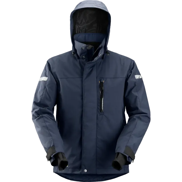 SNICKERS WORKWEAR 37.5® vedenpitävä hupullinen talvitakki, Laivastonsininen / Musta