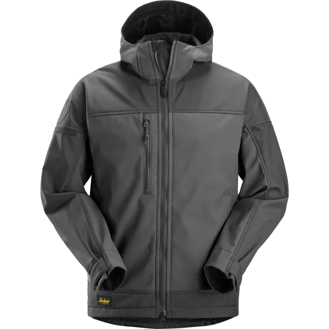 SNICKERS WORKWEAR elastne, kapuutsiga softshell, Terashall / Tume terashall