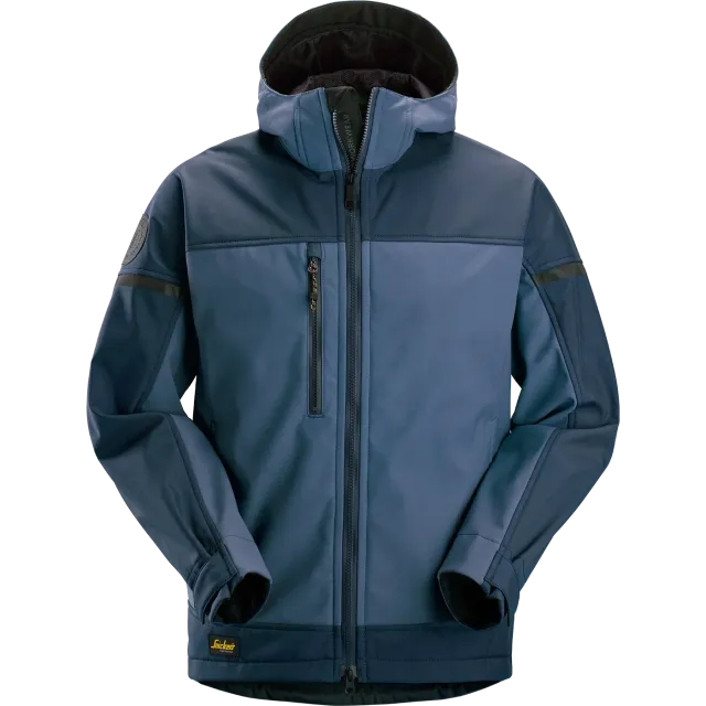 SNICKERS WORKWEAR elastne, kapuutsiga softshell, Mereväesinine / Tume mereväesinine
