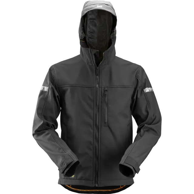 SNICKERS WORKWEAR AllroundWork SoftShell kapuutsiga, Must