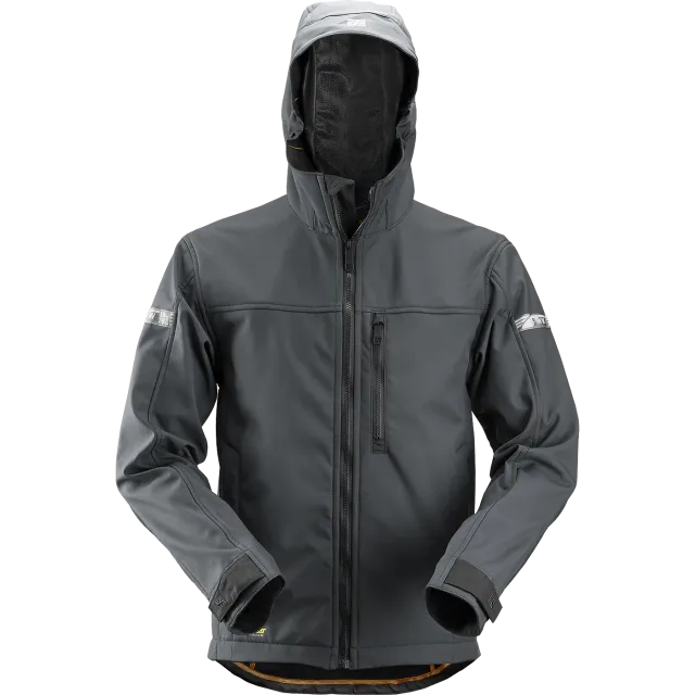 SNICKERS WORKWEAR AllroundWork SoftShell kapuutsiga, Terashall / Must