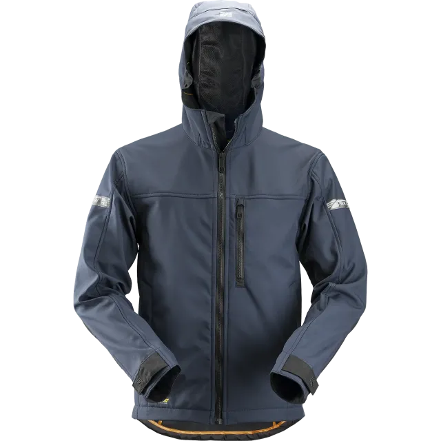SNICKERS WORKWEAR AllroundWork SoftShell kapuutsiga, Mereväesinine / Must
