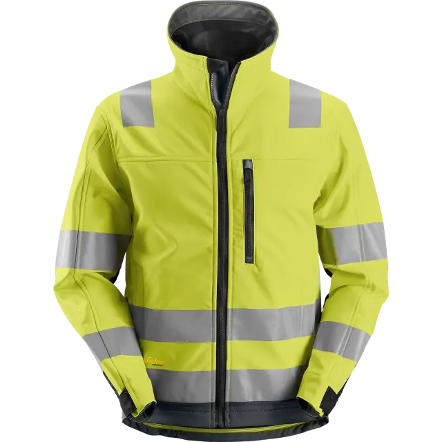 SNICKERS WORKWEAR AllroundWork Hi-Vis SoftShell klass 3, Kõrgnähtav kollane / Terashall