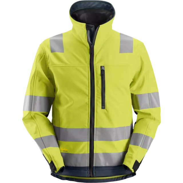 SNICKERS WORKWEAR AllroundWork Hi-Vis SoftShell klass 3, Kõrgnähtav kollane / Mereväesinine