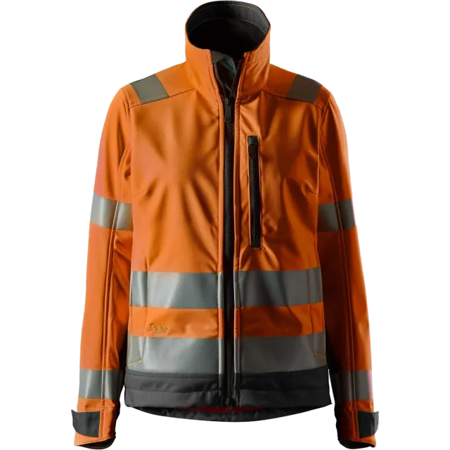 SNICKERS WORKWEAR AllroundWork Hi-Vis SoftShell naistele, klass 2/3, Kõrgnähtav oranž / Terashall
