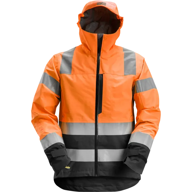 SNICKERS WORKWEAR veekindel Hi-Vis vihmajope klass 3, Kõrgnähtav oranž / Must