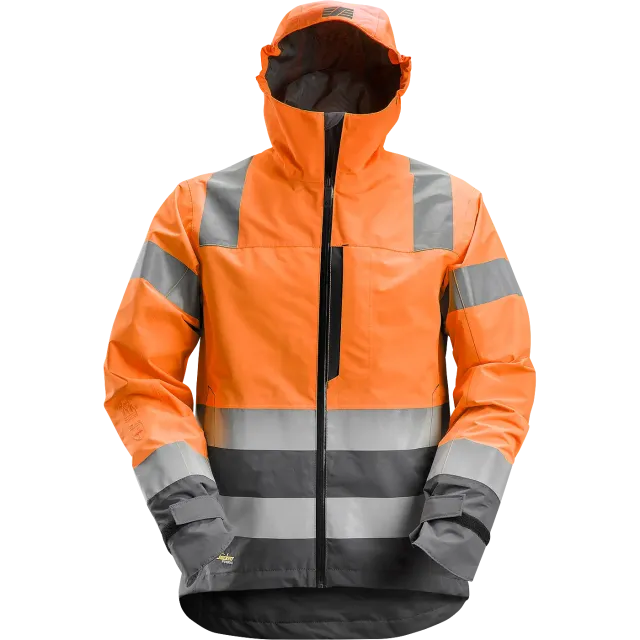 SNICKERS WORKWEAR veekindel Hi-Vis vihmajope klass 3, Kõrgnähtav oranž / Terashall