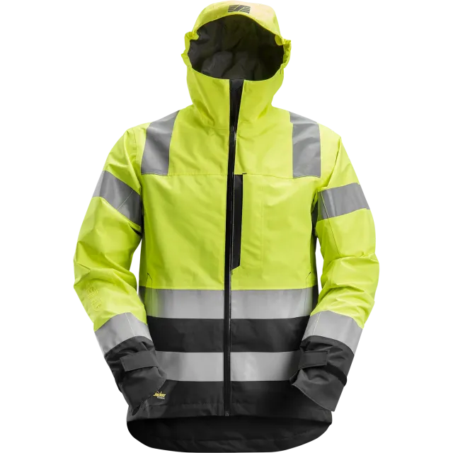 SNICKERS WORKWEAR veekindel Hi-Vis vihmajope klass 3, Kõrgnähtav kollane / Must