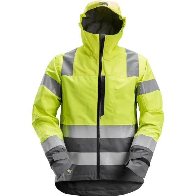 SNICKERS WORKWEAR veekindel Hi-Vis vihmajope klass 3, Kõrgnähtav kollane / Terashall