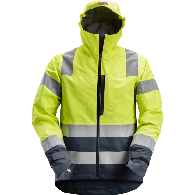 SNICKERS WORKWEAR veekindel Hi-Vis vihmajope klass 3, Kõrgnähtav kollane / Mereväesinine